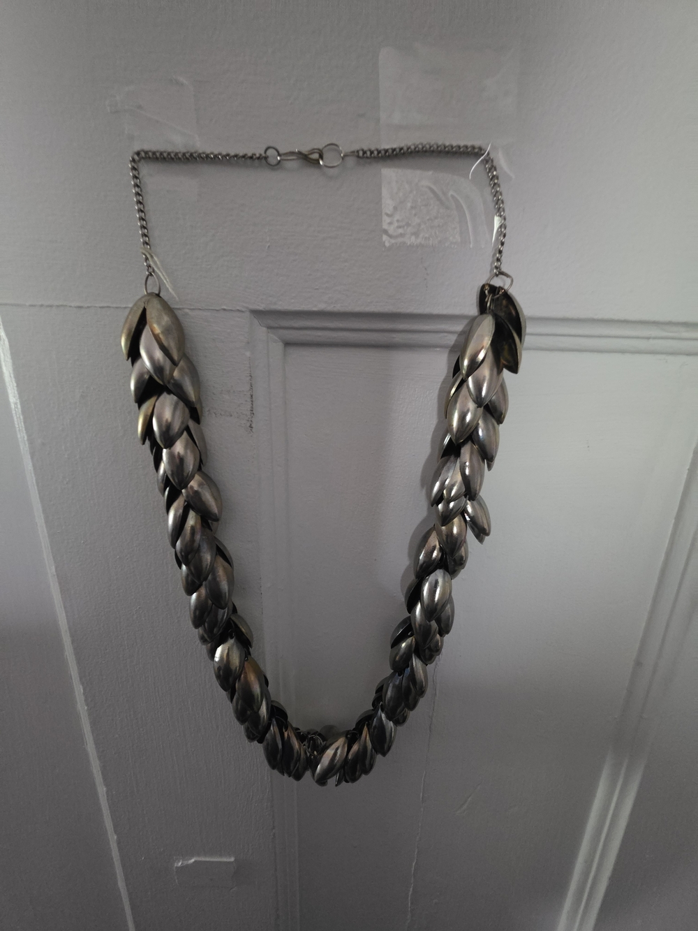 Silver Leaf-Link Statement Necklace